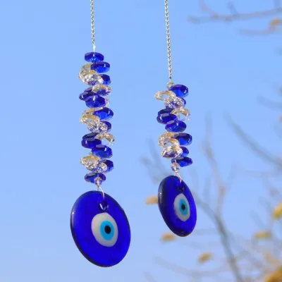 Nazar Turkish Blue Evil Eye Pendant Geometric Crystal Outdoor Garden Ethnic Style Home Decor