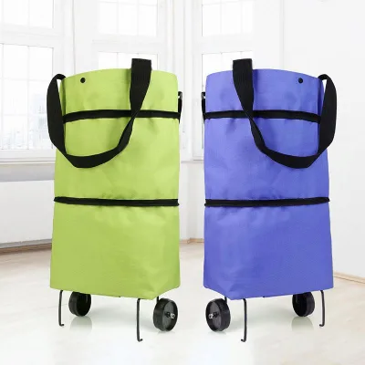 2023 Foldable Shopping Trolley Tote Bag with Wheels Reusable Grocery Bag Food Organizer Vegetables Bag Handbag for Women Kids