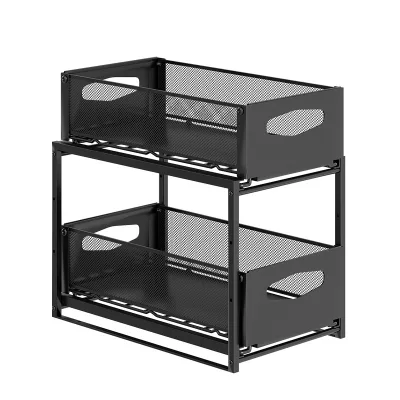 Kitchen Sink Storage Rack Pull-out Type Stackable Floor Storage Rack Multi-level Kitchen Bottom Sliding Storage Rack