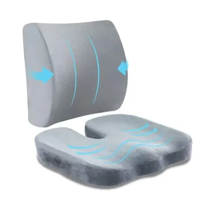 Slow Rebound Memory Foam Lumbar & Hip Support Ergonomic Office/Car Seat Cushion