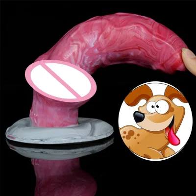 FAAK Animal Dog Knot Dildo With Sucker Gory Raw Meat Color Realistic Wolf Penis Silicone Big Dong Female Masturbator Sex Toys