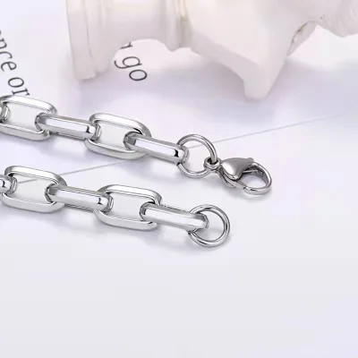 Wholesale Women Man Cuban Necklace Thickened Square Chain Trapezoid Chain Metal Stainless Steel Necklace Acero Inoxidable