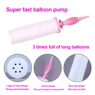 Wholesale Pink White Green Plastic Air Hand Push Balloon Inflator Pump Birthday Wedding Party Tool Portable Two-way Balloon Pump