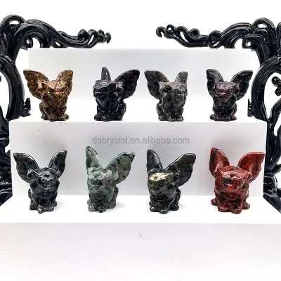 Wholesale Natural Crystal Craft 40mm Gargoyle Carving Mix Material Gargoyle Desk Ornaments for Friend Gift