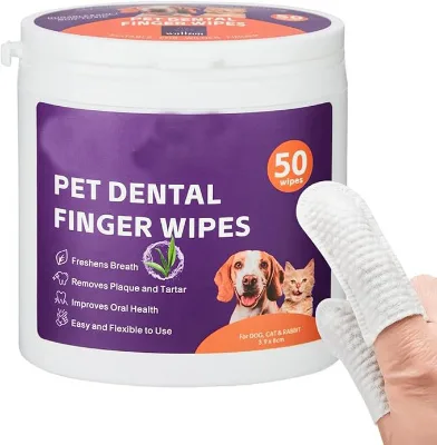 Custom Size Hypoallergenic Natural Biodegradable Pet Finger Wipes Dental Teeth Ear Cleaning Wipes for Dogs Pet Cleaning Grooming