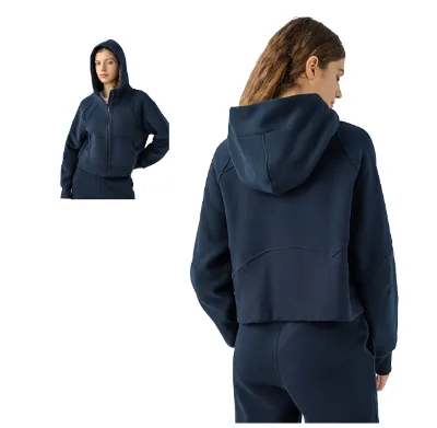 Custom Logo Wear Warm Zip Stand Collar Pullover Hoodie Loose Relaxed Fashion Women's Autumn Sweatshirts