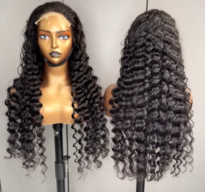 European New Style Fashionable Women's Straight Hair Wig in Black Color. the Curly Hair Has a Silk-like Top Base. the Wig.