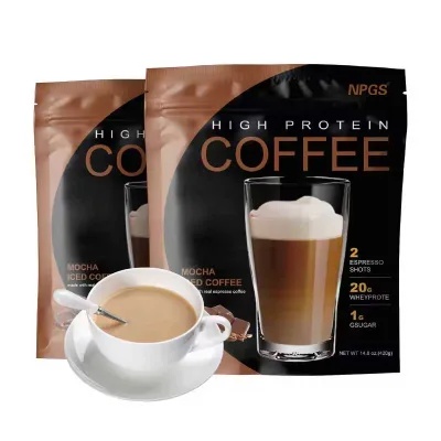 NPGS High Protein Espresso Keto Friendly Instant Iced Coffee Protein Powder