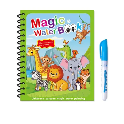 Children's Watercolor Drawing Board with Reusable Magic Paint & Colored Pens-ABS Plastic for Baby Doodle Play