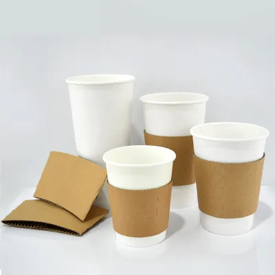 Custom Logo Biodegradable Disposable Eco-Friendly Hot Coffee Cup Sleeves (8oz-20oz)