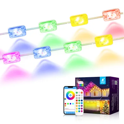 Iridescent IP67 Waterproof Wi-Fi RGBIC Roof Pixel Eaves Light Strings LED App & Remote Control for Christmas & Holiday Decor