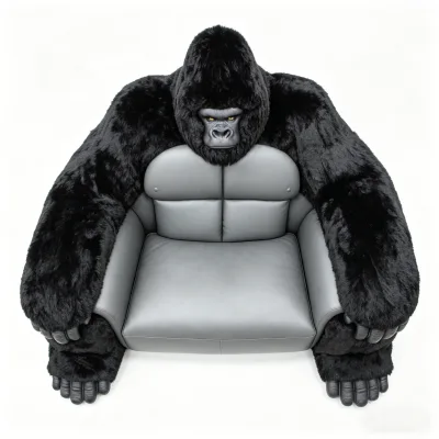 Modern Giant Gorilla Sofa Furry Three Seat Eco-Friendly Living Room Furniture Lounge Indoor Outdoor Public Seating Coffee Shop