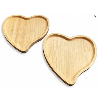 Snack Tray Heart-shaped Serving Tray Plate Bamboo Serving Platter
