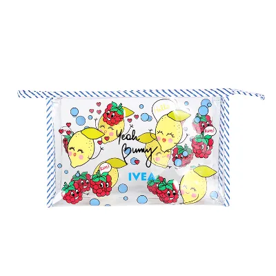 Cute Fruit PVC Waterproof Transparent Printing Clear Cosmetic Toiletry Makeup Bag for Cosmetic Packaging PVC Cosmetic Bag
