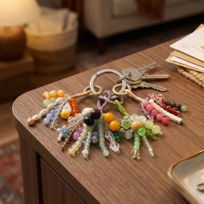 Wholesale Natural Crystal Woven Pendant Keychain Bags for Hanging. Highly Functional, It's an Excellent Gift Choice.
