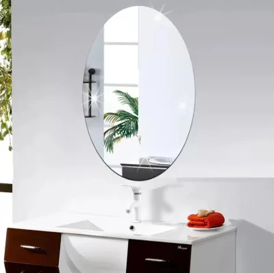 Modern Magic Mirrored Decorative Light Oval Rectangle Acrylic Mirror Self-Adhesive 27*17cm Bathroom Wall Stickers Crystal