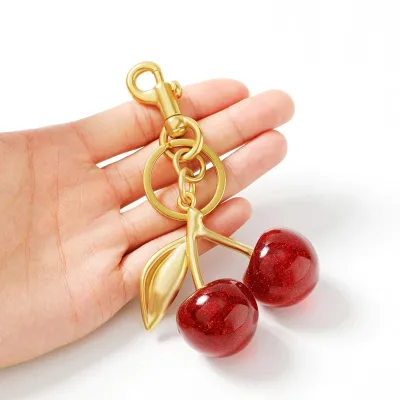 BOYI Retro Fashion Cherry Keychain High-end Cherry Strawberry Fruit Handbag Pendant Decoration Charms
