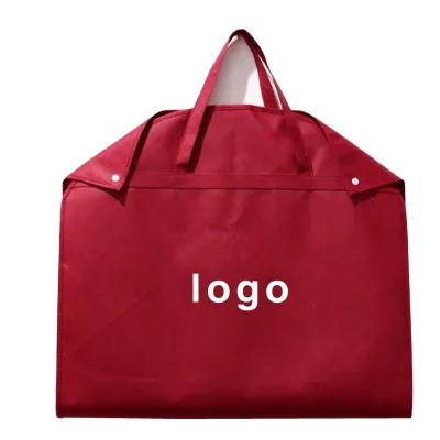Compostable Reusable Eco-friendly Customized Red Non Woven Long Carry on Hanging Wedding Gown Garment Duffle Bag Logo