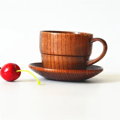 Creative Custom Natural Juice Wood Reusable 200ml Eco-Friendly Classic Design Back School Gift Handmade Wooden Drink Coffee Tea