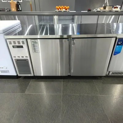 2 Door Commercial Stainless Steel Freezer Workbench Refrigerator Stainless Steel Kitchen Workbench Fridge Undercounter Chiller