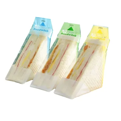 Custom Logo Printing Disposable Safe Plastic Opp Self Adhesive Sealing Triangle Food Bakery Sandwich Wrapper Packaging Bags