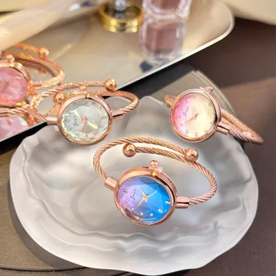 Wholesale Open Bracelet Small Fresh Women's Watch Starry Sky Sunset Color Edition Trendy Women's Bracelet Quartz Digital Watch