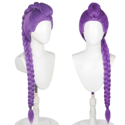 2026 New KPOP Style Purple Braided Cosplay Anime Wig Realistic Scalp High Temperature Wire Women's Wholesale