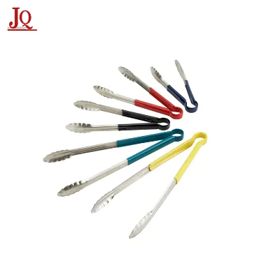 Hot Stainless Steel Food Bread Barbecue Silicone Kitchen Tongs
