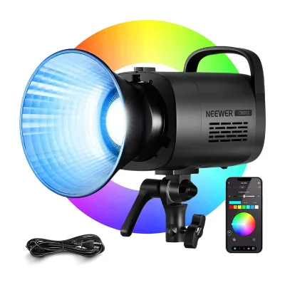 NEEWER CB100C 130w 360° Full Color 2700K-6500K RGB LED Video Light COB Bowens Mount Silent Continuous Output Lighting