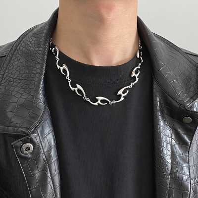 2025 New Stainless Steel Hip Hop Cuban Necklace Punk Geometry Fashion Chains for Men Irregular Design