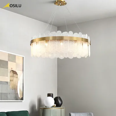 Zhongshan Factory Living Dining Room Round clear Light Glazed Glass Modern Pendant Lamp
