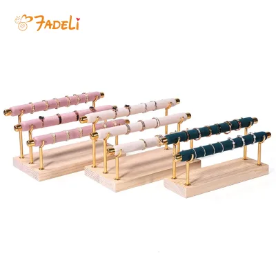 FADELI 101 Fashionable 123 Roll Layer Microfiber Metal Solid Wooden Bottom Detachable Design Ring Jewelry Showcase Display