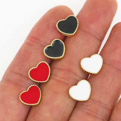 Fashion Love Heart Earrings Dripping Oil Enamel Mini Heart Stud Earrings for Women