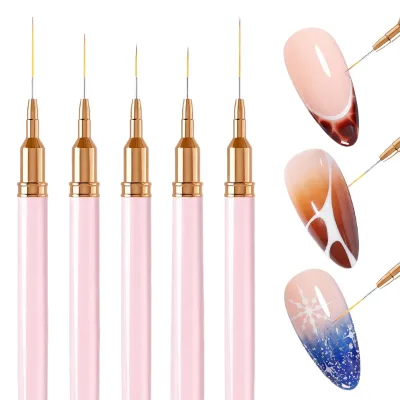 Nail Brush Pen 5pcs/set Nail Art Liner Brushes Set Elongated Striping Drawing Professional