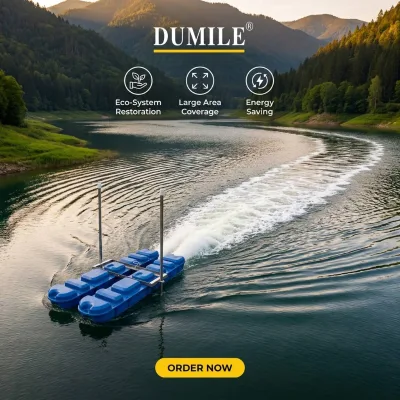 DUMILE 3HP Long Floating Push Water Aerator Large Flow Horizontal Water Circulation for Rectangular Large Shrimp Ponds