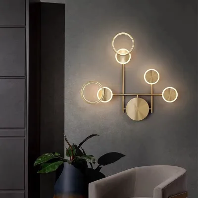 Bedroom and Living Room Nordic Modern Marble Shade LED Wall Lamp with Remote Control Luxury Design