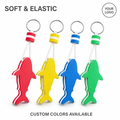 BSBH Promotion Custom Printing Your logo Floating Eva Foam Fish Shape Keychain Floating Key Ring Custom Shape and Design