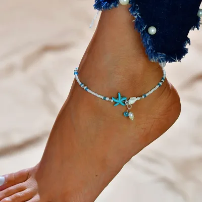 Fancy Day OEM Summer Anklets Wholesale Starfish Shell Beach Anklet Conch Beaded Anklets for Women
