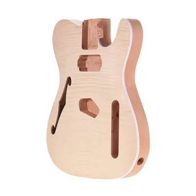 Wholesale TL Electric Guitar Body Unfinished Tiger Flame Top Mahogany Guitar Body With F Hole Style