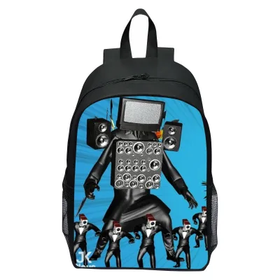 New Printing Skibidi Cartoon Lightweight 16-inch Schoolbag Small Size Skibidi Toilet Backpack for Elementary School Students