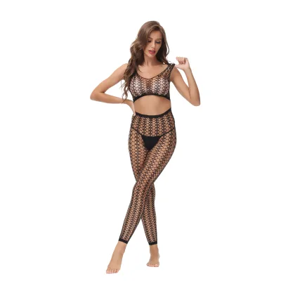 2pcs Sexy Transparent Bra and Tight Body Stockings