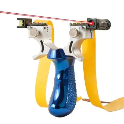 98K Slingshot with Laser Sight and Level - Infrared Aiming and Fiber Optic Sights - Quick-Loading Flat Band Resin Frame