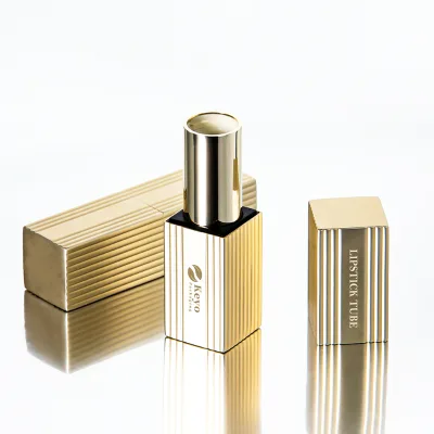 New Arrival Gold Magnetic Lipstick Tubes square Hollow Out Engraving Lip Stick Tubes Cute Lipstick Cosmetics Lip Balm Containers