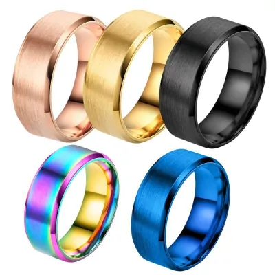 Custom Logo Jewelry Size Adjustable Ring Hip Hop Statement Man Stainless Steel Minimalist Ring Men for Boys
