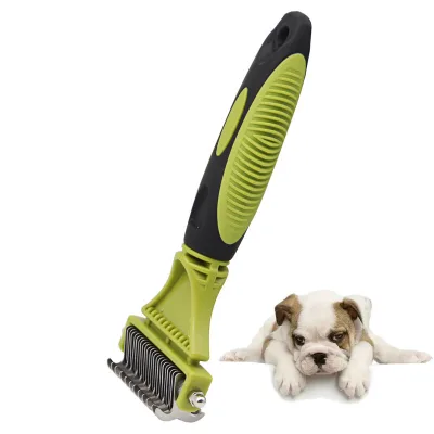 Double Sided Pet Dematting Comb for Dogs Cats Removes Matted Fur and Loose Undercoat