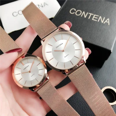 hot sale couple watch brand quartz Custom logo janpan movement couples watches stainless steel mesh band watch for men women