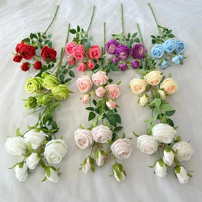 Cross-Border New Product Artificial 6-Head Roses Wedding Arrangement Advanced Sense Photography Props Dried Flower Bouquet Wall