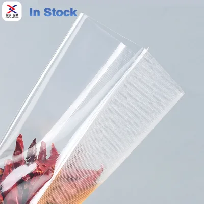 Stock 100 Pieces Translucent Plastic Embossed Vacuum Bags for Food Sealing Pet Food Jelly Packaging Moisture Proof Strong Seal