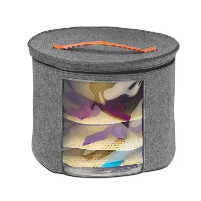 Capacity Hat Storage Box With Lid Travel Foldable Felt Hat Box Storage