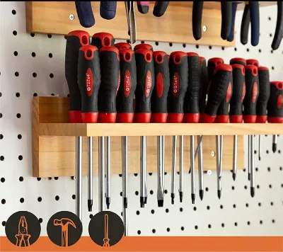 Wood Wall Mount Workshop Hand Tool Organizers, Compact Screwdriver Organizer, Wood Drill Storage Rack for Men